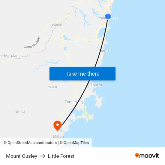 Mount Ousley to Little Forest map