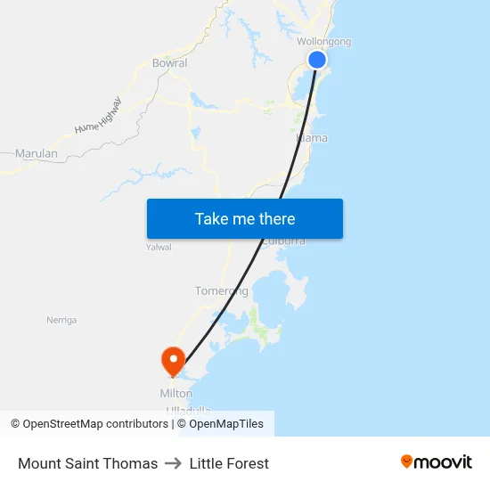 Mount Saint Thomas to Little Forest map