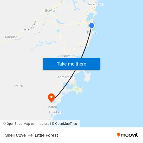 Shell Cove to Little Forest map