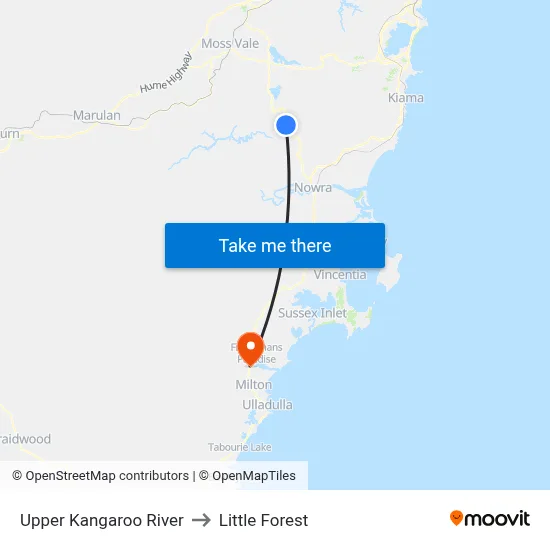 Upper Kangaroo River to Little Forest map