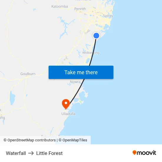 Waterfall to Little Forest map