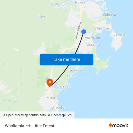Woollamia to Little Forest map