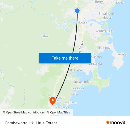 Cambewarra to Little Forest map