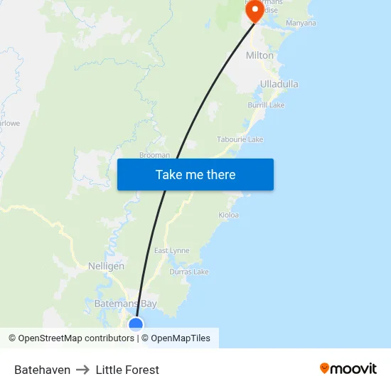 Batehaven to Little Forest map