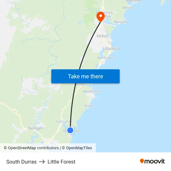 South Durras to Little Forest map