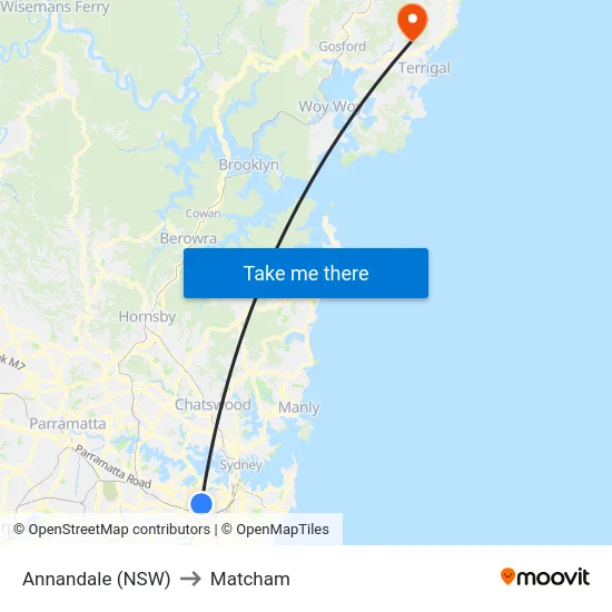 Annandale (NSW) to Matcham map