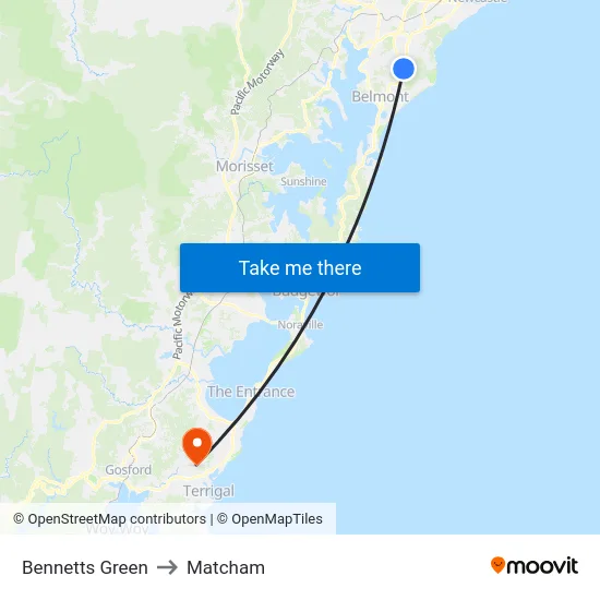 Bennetts Green to Matcham map