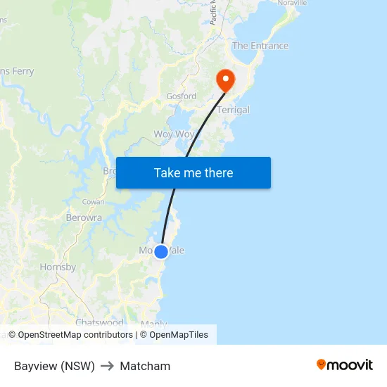 Bayview (NSW) to Matcham map