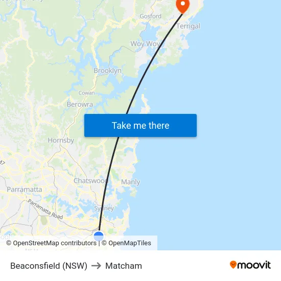 Beaconsfield (NSW) to Matcham map