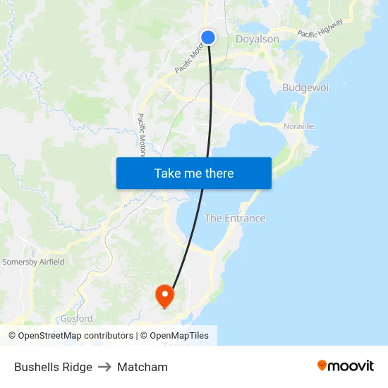 Bushells Ridge to Matcham map