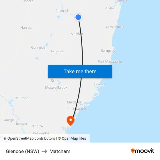Glencoe (NSW) to Matcham map