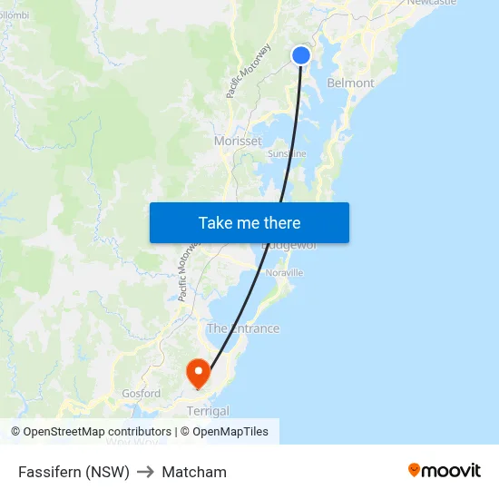 Fassifern (NSW) to Matcham map