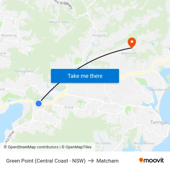 Green Point (Central Coast - NSW) to Matcham map