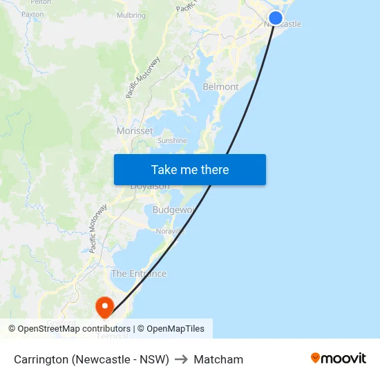 Carrington (Newcastle - NSW) to Matcham map