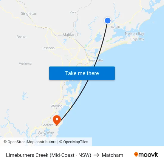 Limeburners Creek (Mid-Coast - NSW) to Matcham map