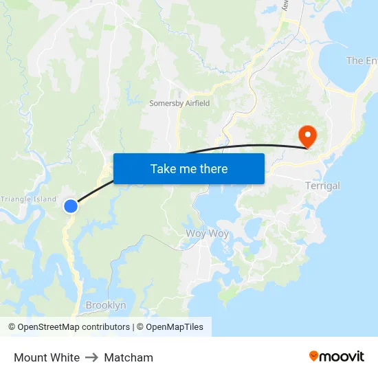 Mount White to Matcham map