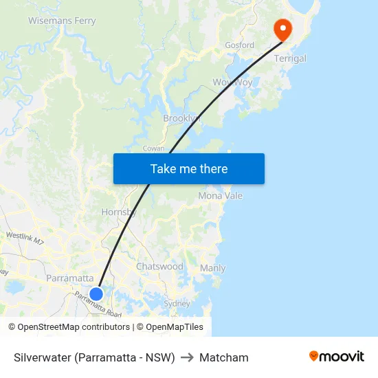 Silverwater (Parramatta - NSW) to Matcham map