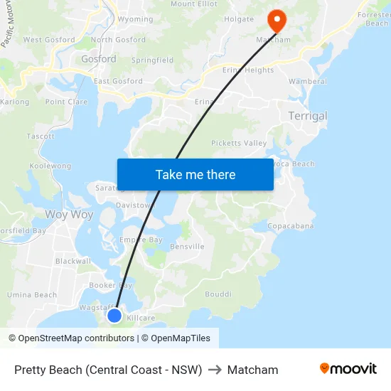 Pretty Beach (Central Coast - NSW) to Matcham map