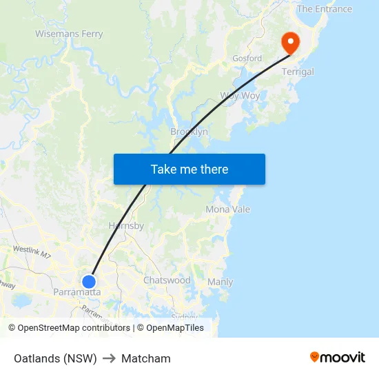 Oatlands (NSW) to Matcham map
