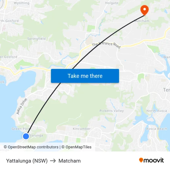 Yattalunga (NSW) to Matcham map