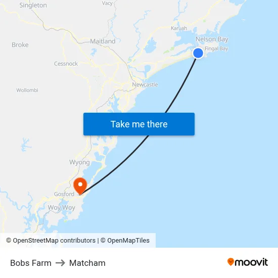 Bobs Farm to Matcham map