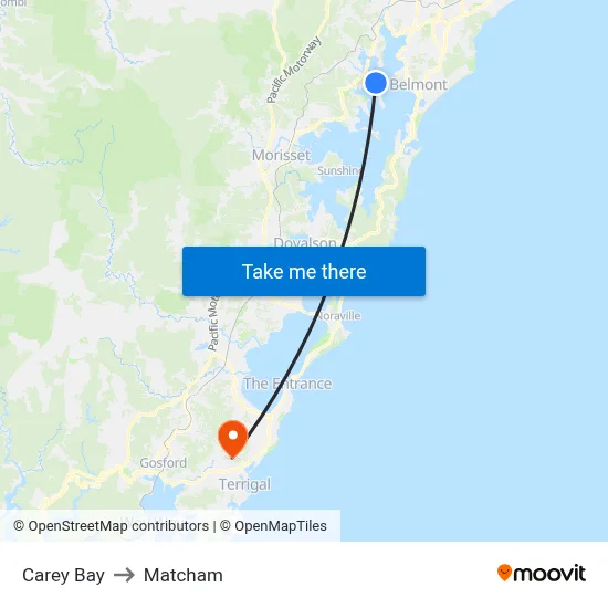 Carey Bay to Matcham map