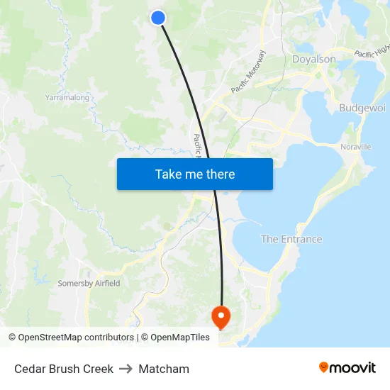 Cedar Brush Creek to Matcham map