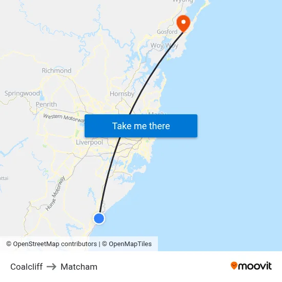 Coalcliff to Matcham map