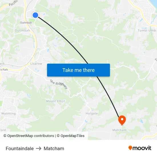 Fountaindale to Matcham map
