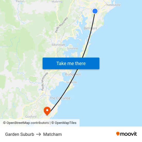 Garden Suburb to Matcham map