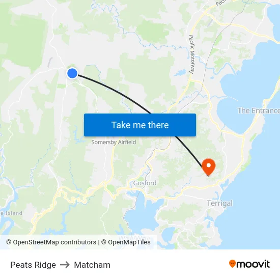 Peats Ridge to Matcham map