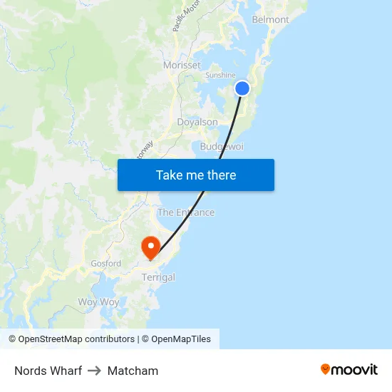 Nords Wharf to Matcham map