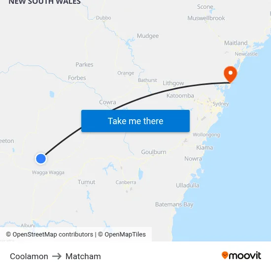 Coolamon to Matcham map