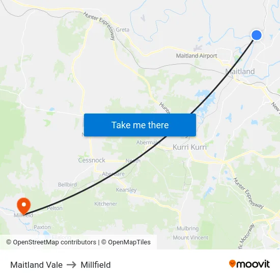 Maitland Vale to Millfield map