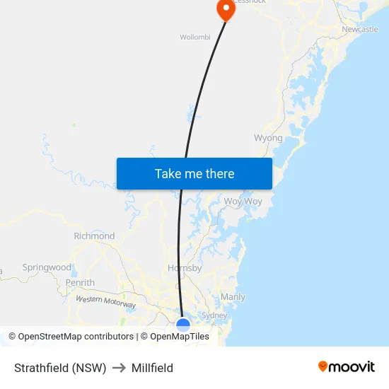 Strathfield (NSW) to Millfield map