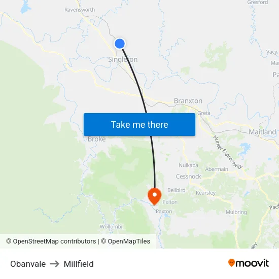 Obanvale to Millfield map