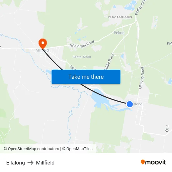 Ellalong to Millfield map