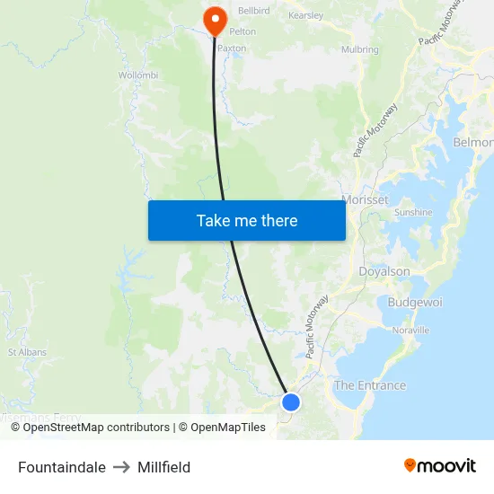 Fountaindale to Millfield map