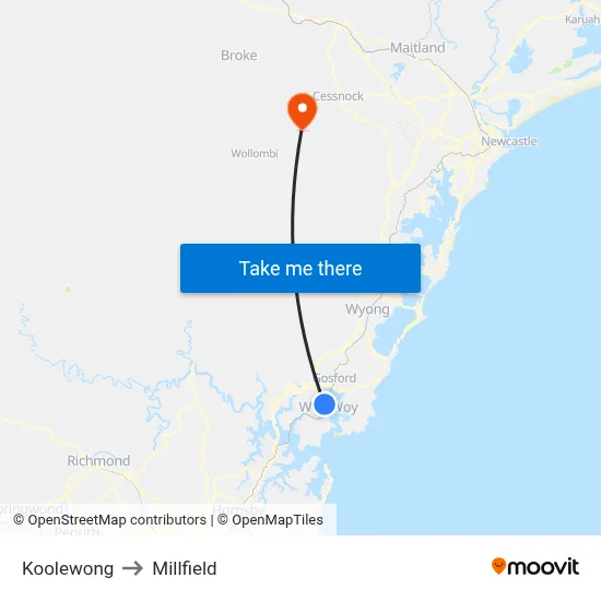 Koolewong to Millfield map