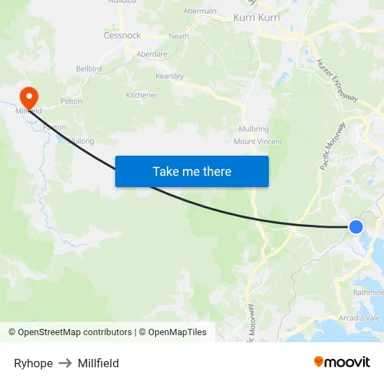 Ryhope to Millfield map