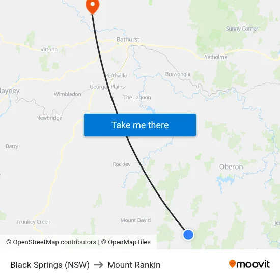 Black Springs (NSW) to Mount Rankin map