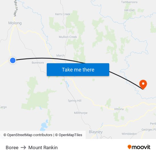 Boree to Mount Rankin map