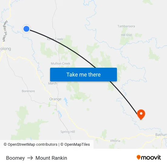 Boomey to Mount Rankin map