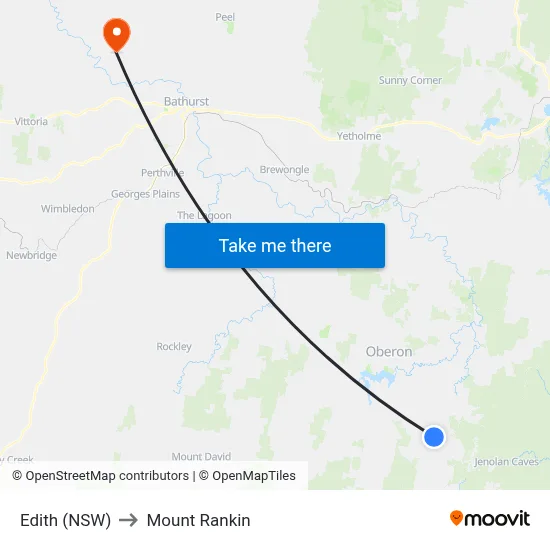Edith (NSW) to Mount Rankin map