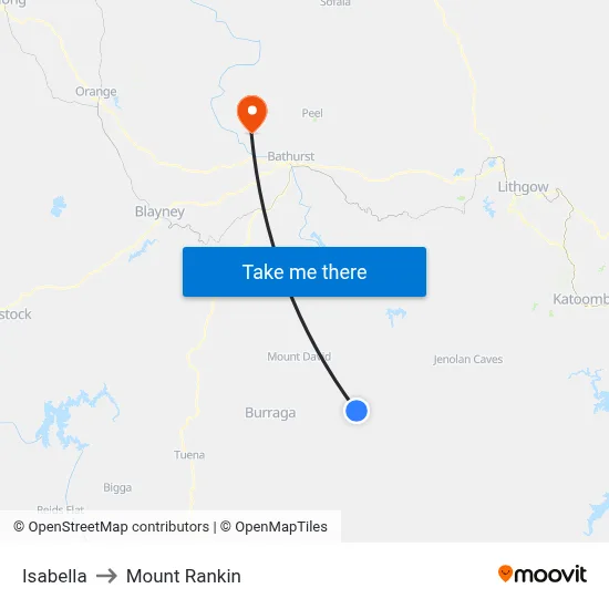 Isabella to Mount Rankin map
