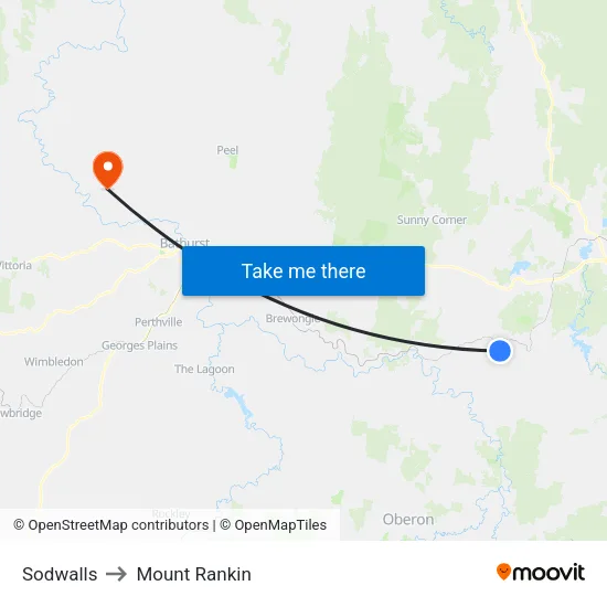 Sodwalls to Mount Rankin map