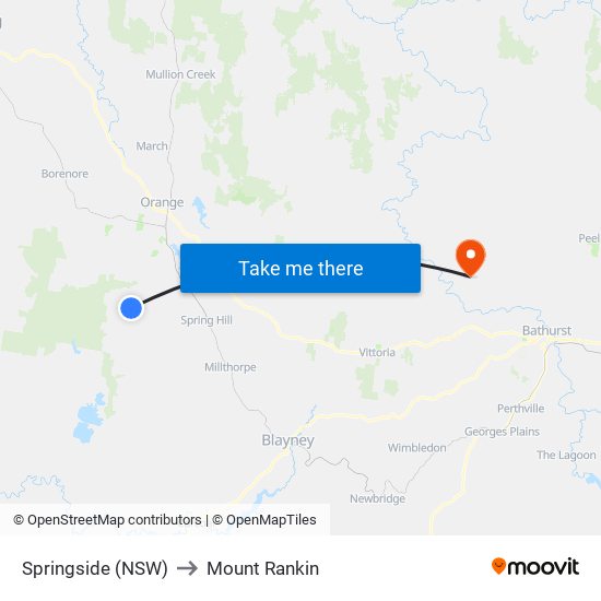 Springside (NSW) to Mount Rankin map