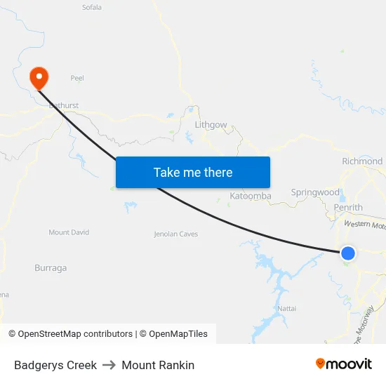 Badgerys Creek to Mount Rankin map