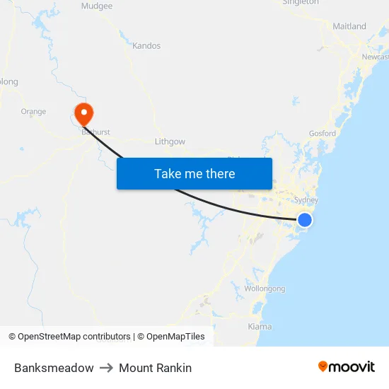 Banksmeadow to Mount Rankin map
