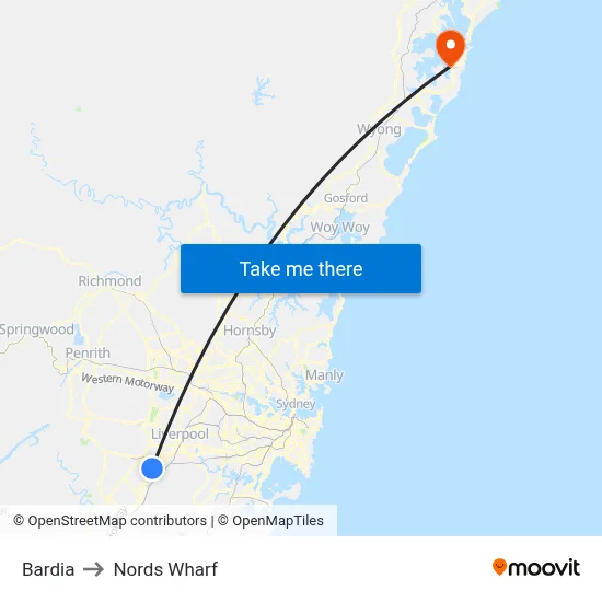 Bardia to Nords Wharf map